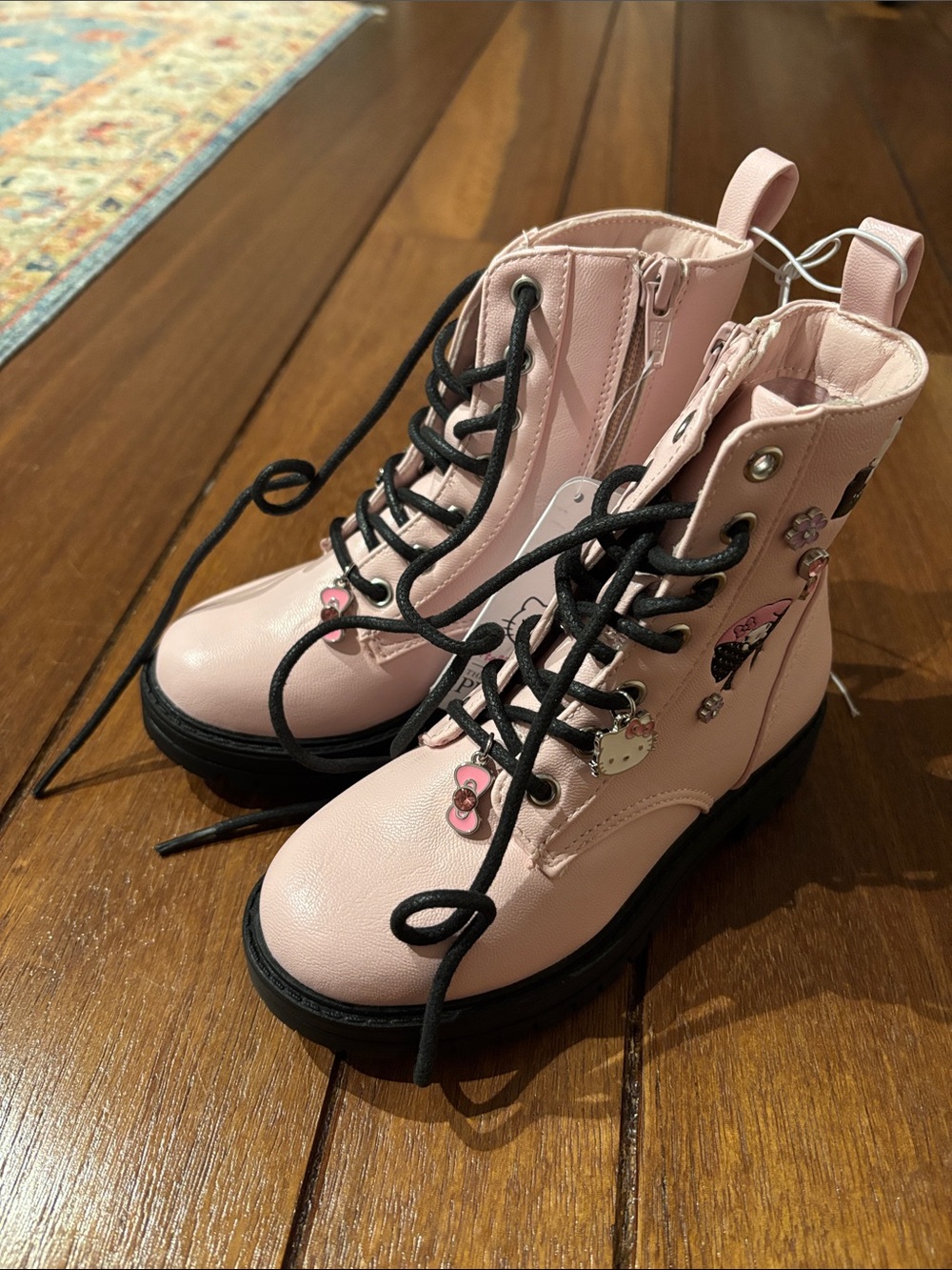 Hello Kitty x The Children’s Place Pink Combat Boots with Charms Sz 11